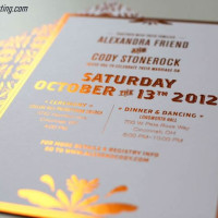 Light Orange Foil Stamping Wedding Invite